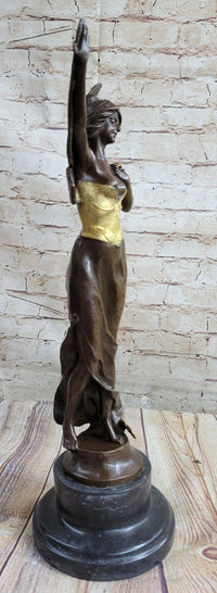 Sexy Winged Angel Fairy Girl w/ Gold Accent Bronze Sculpture Figure