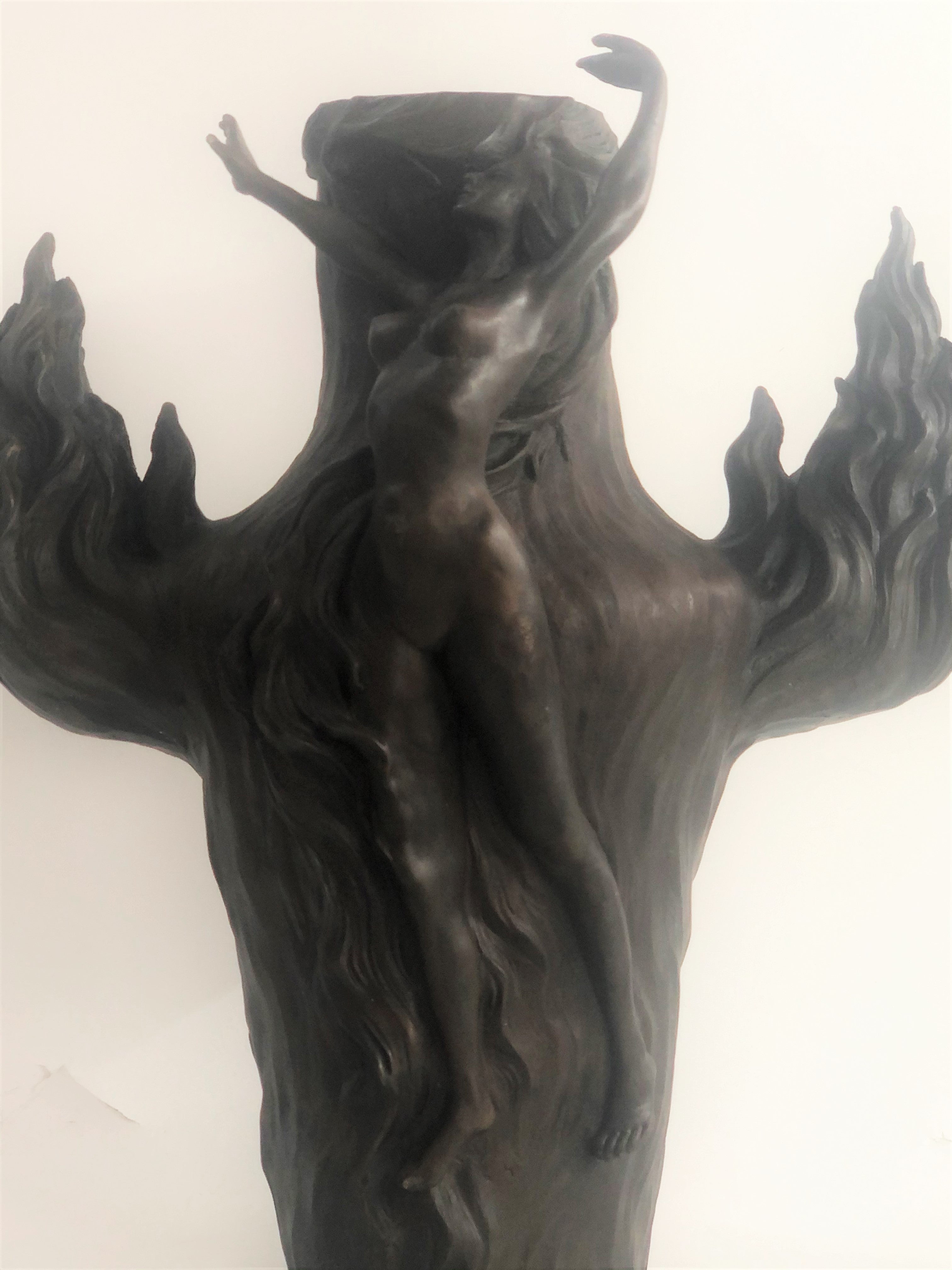 Large Hot Cast Exquisite Nude Nymph by Chalon Bronze Sculpture