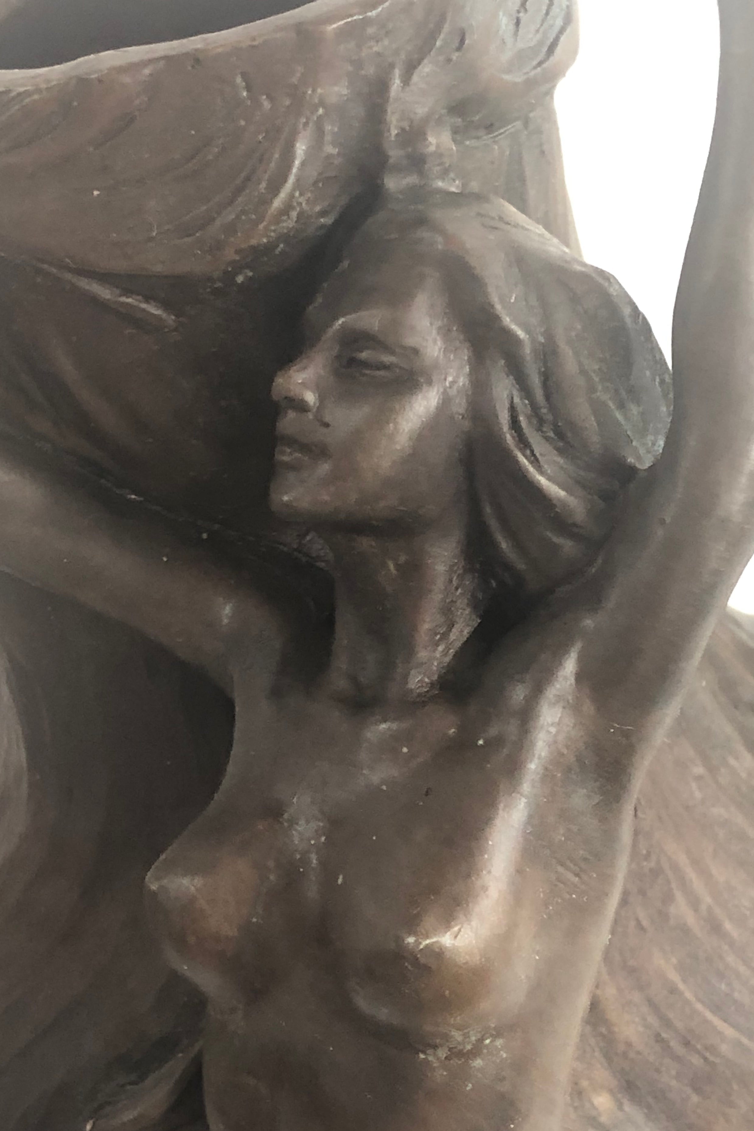 Large Hot Cast Exquisite Nude Nymph by Chalon Bronze Sculpture