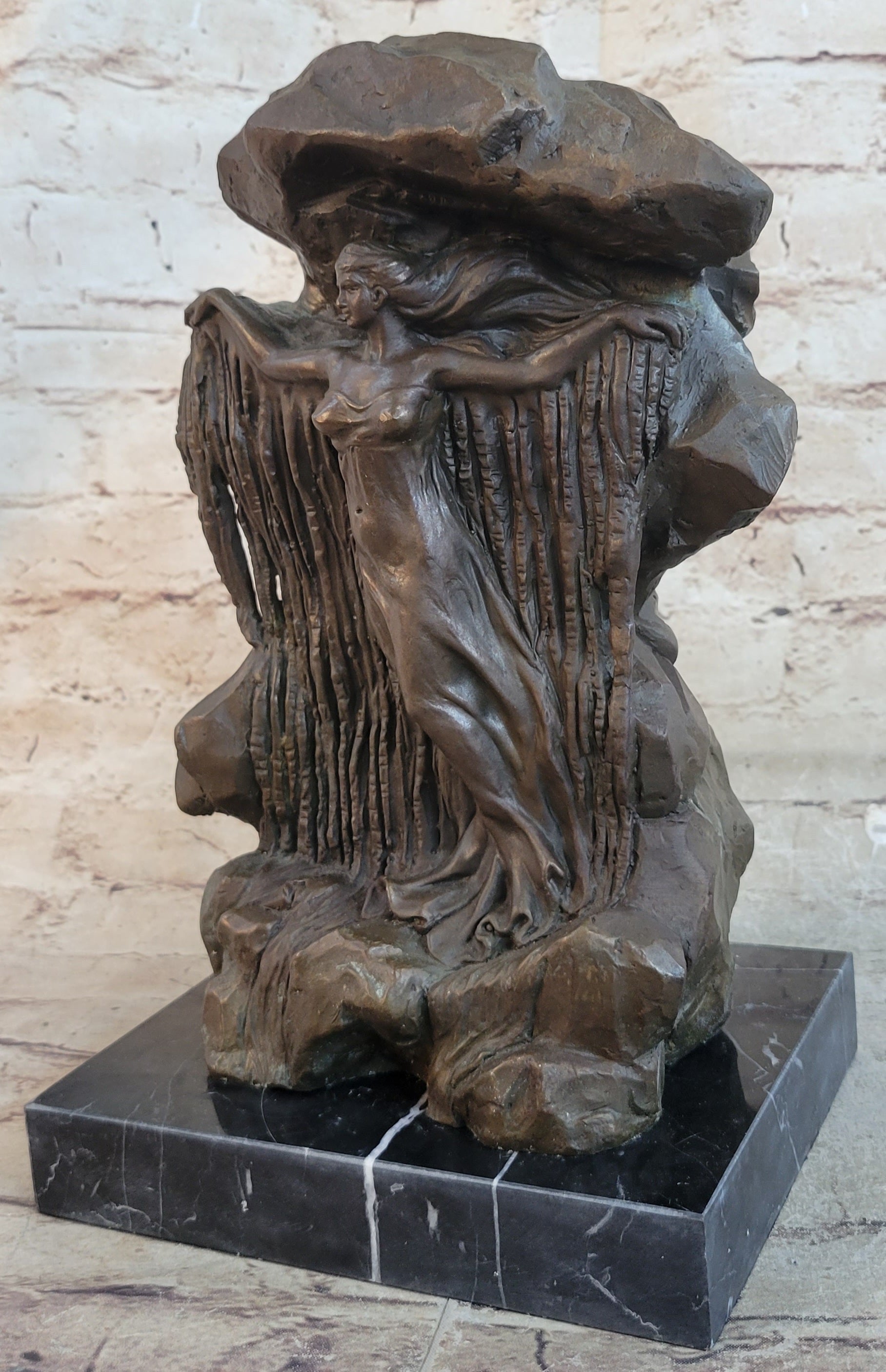 Bronze Waterfall Goddess d'Or Sculpture – Mythical Woman