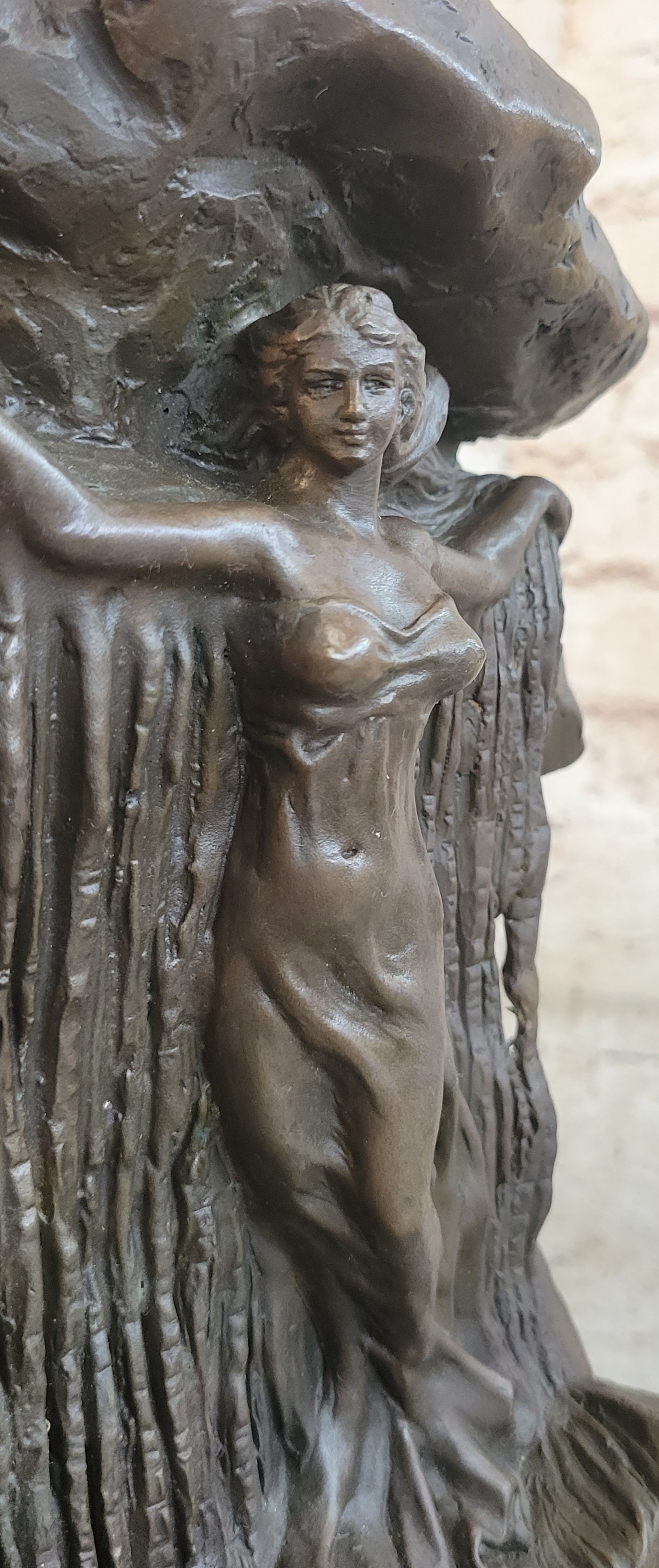Bronze Waterfall Goddess d'Or Sculpture – Mythical Woman