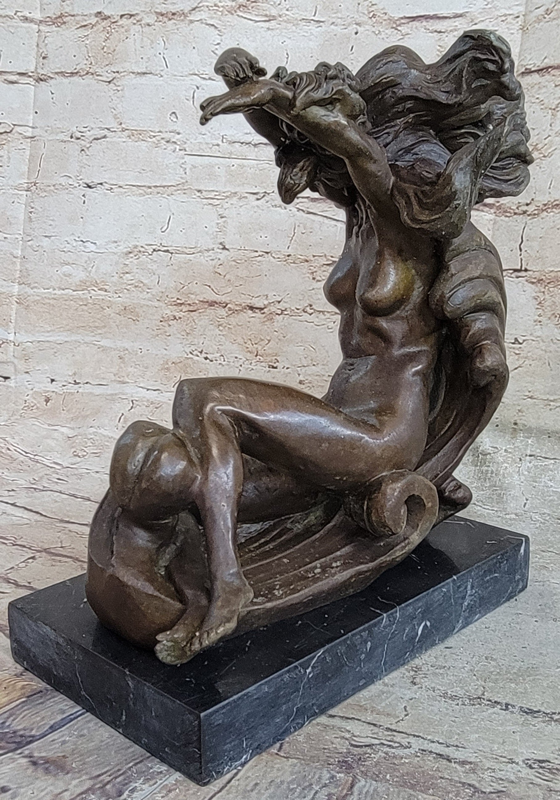 Hot Cast Venus Resting on Moon by Reiner Bronze Sculpture