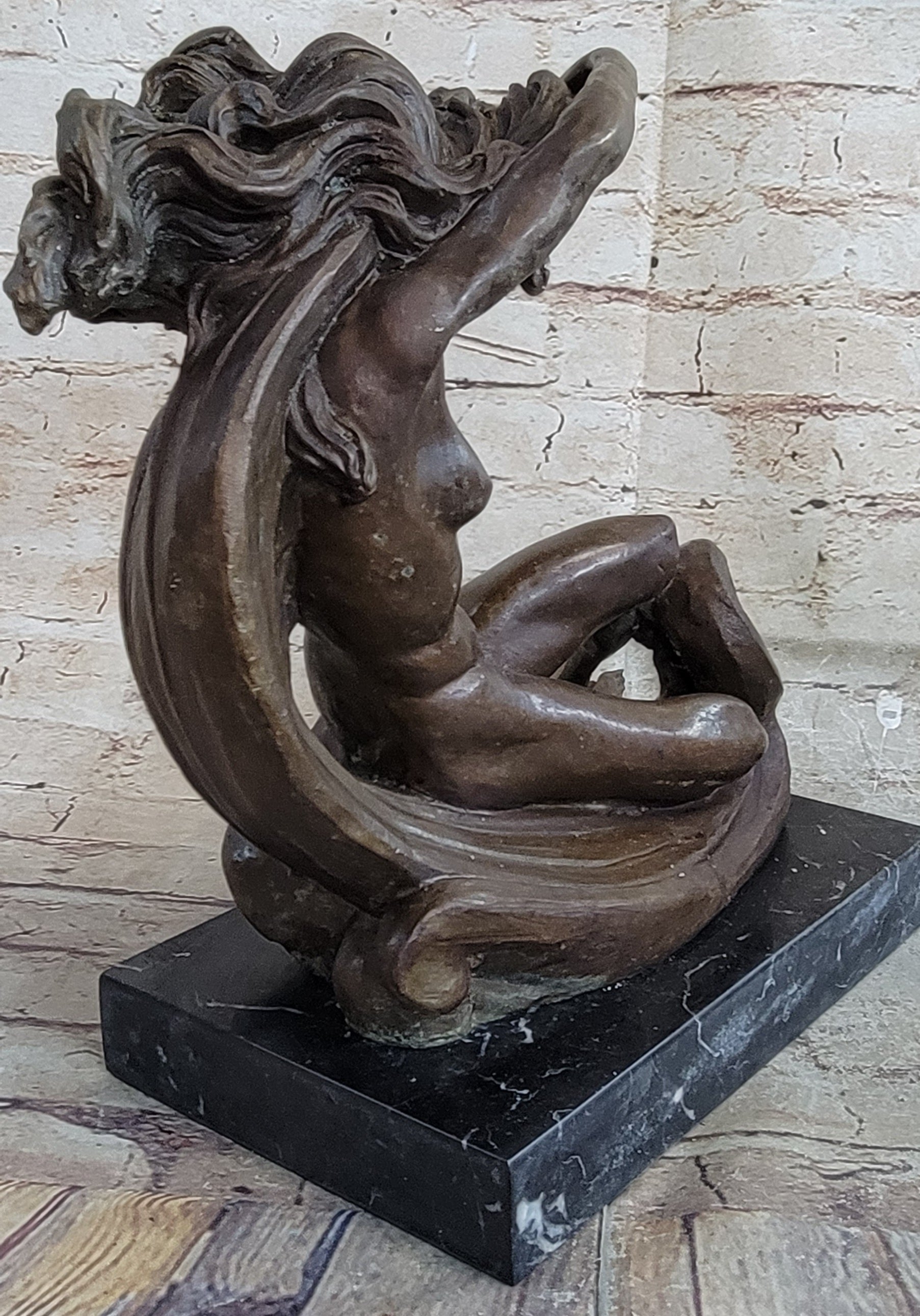 Hot Cast Venus Resting on Moon by Reiner Bronze Sculpture