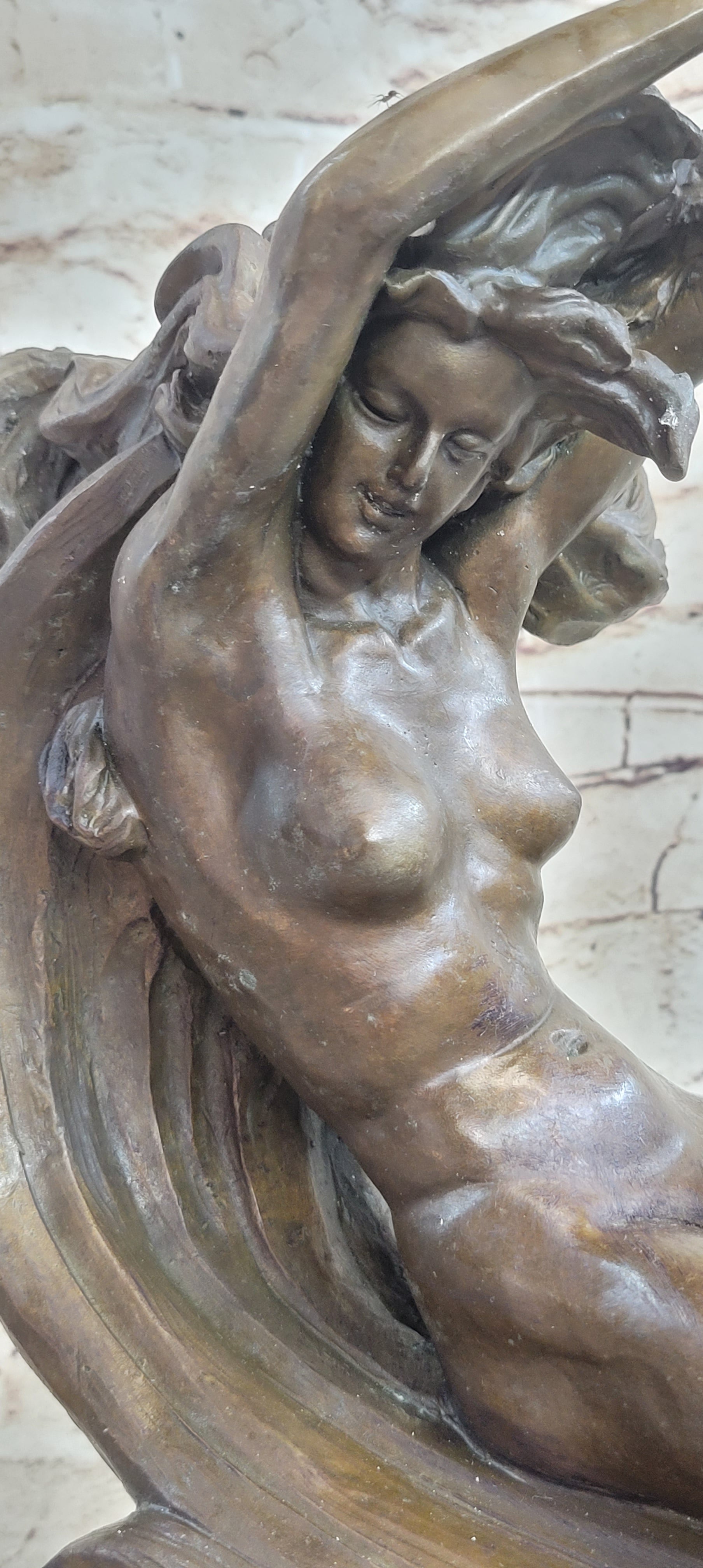 Hot Cast Venus Resting on Moon by Reiner Bronze Sculpture