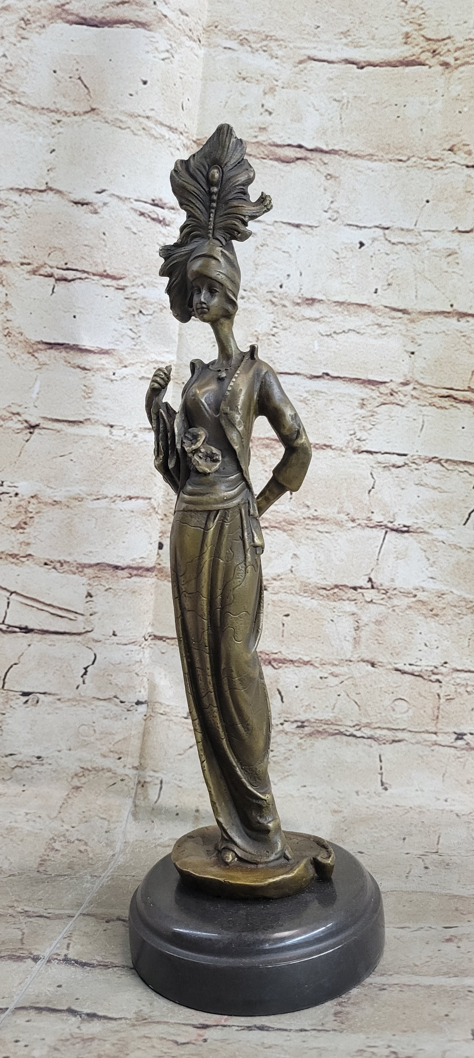 Signed Kassin Maiden Bronze Lady Sculpture