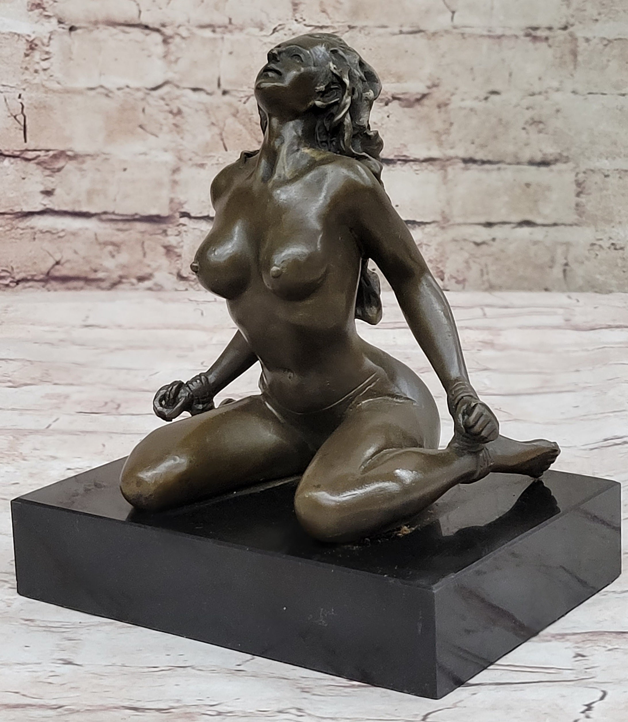 Signed Hot Cast Wicked Sex Game Bondage Girl Bronze Sculpture