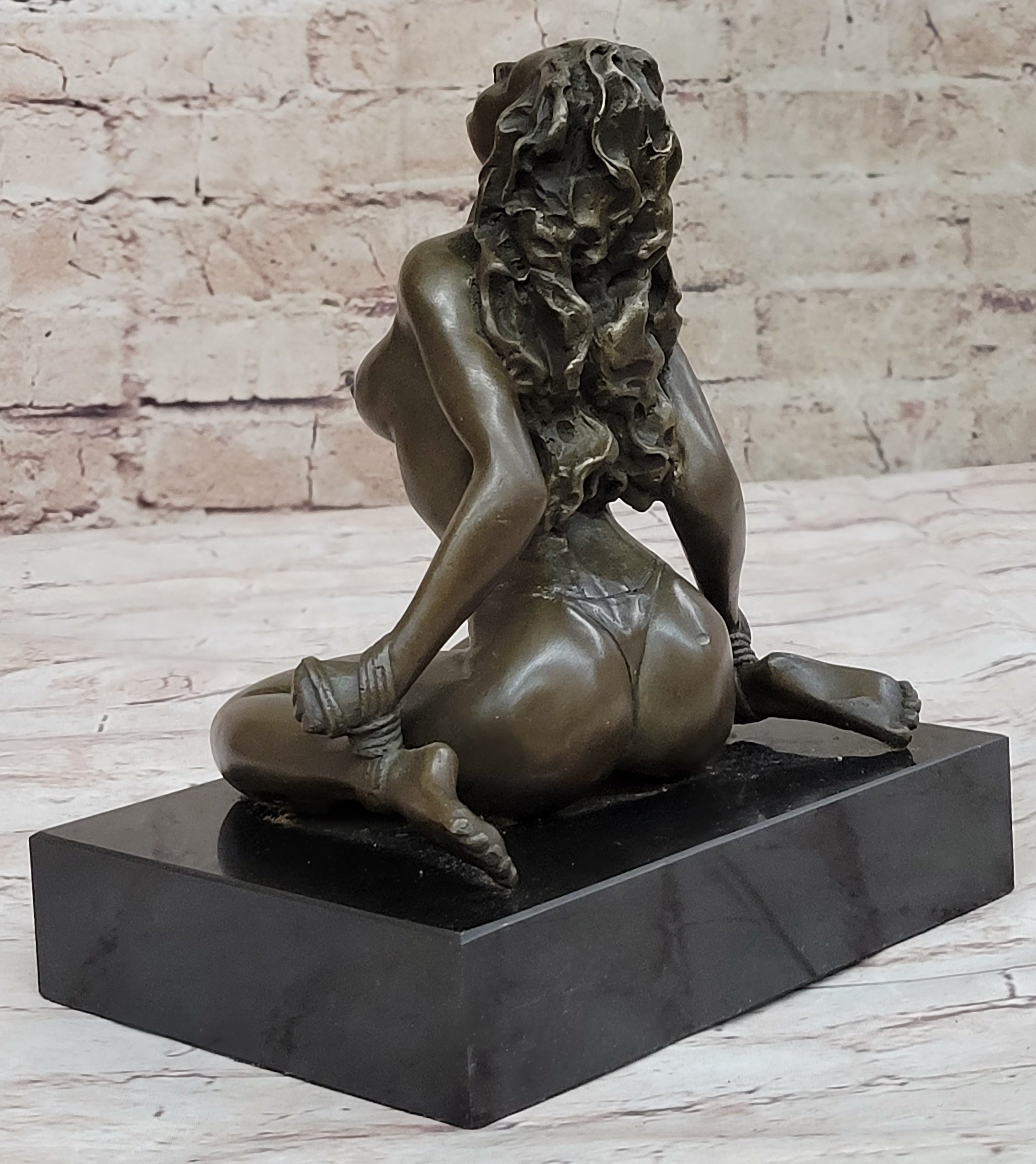 Signed Hot Cast Wicked Sex Game Bondage Girl Bronze Sculpture