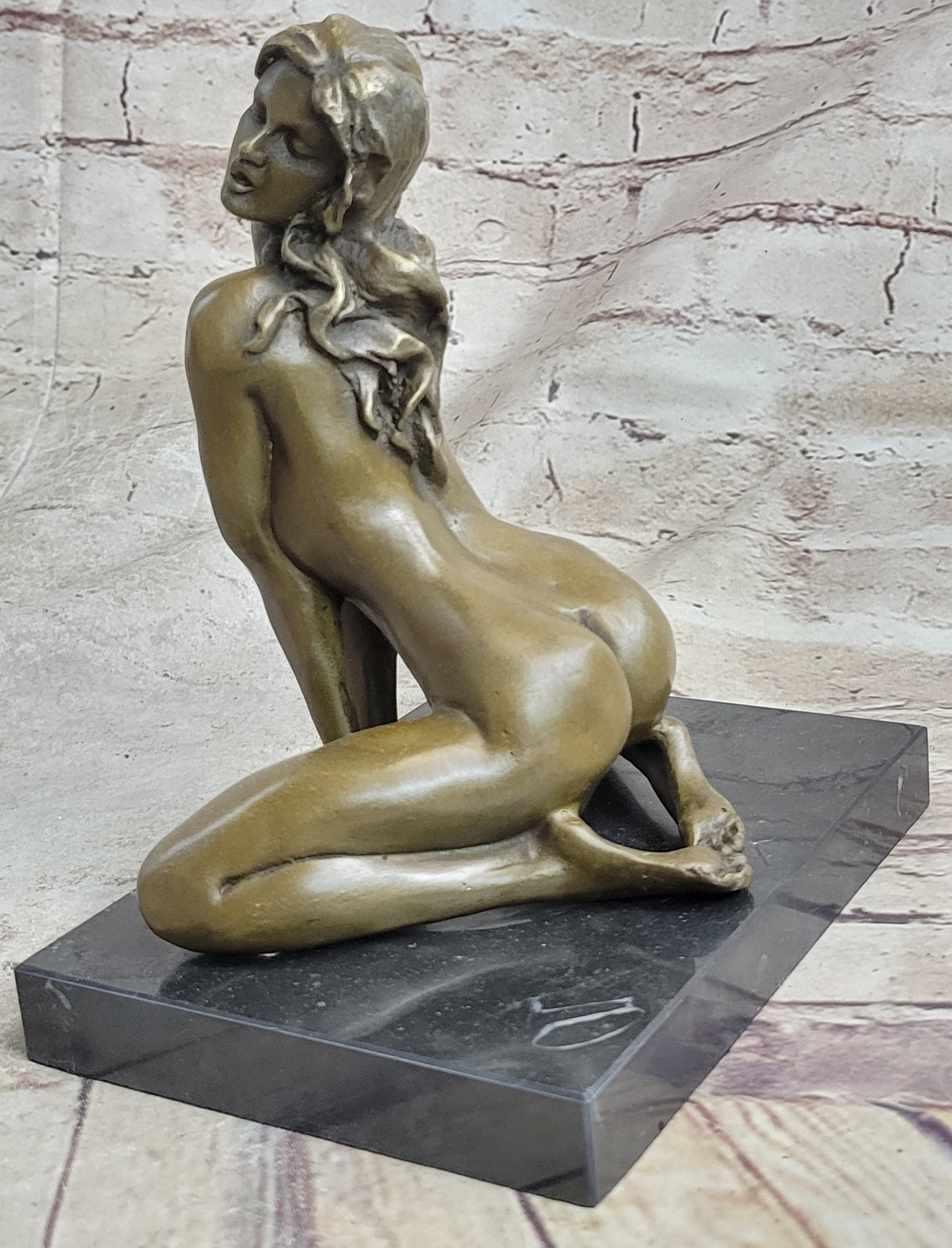 Bronze Sculpture Statue Signed Odegaard Abstract Modern Art Female Erotic Nude Figure
