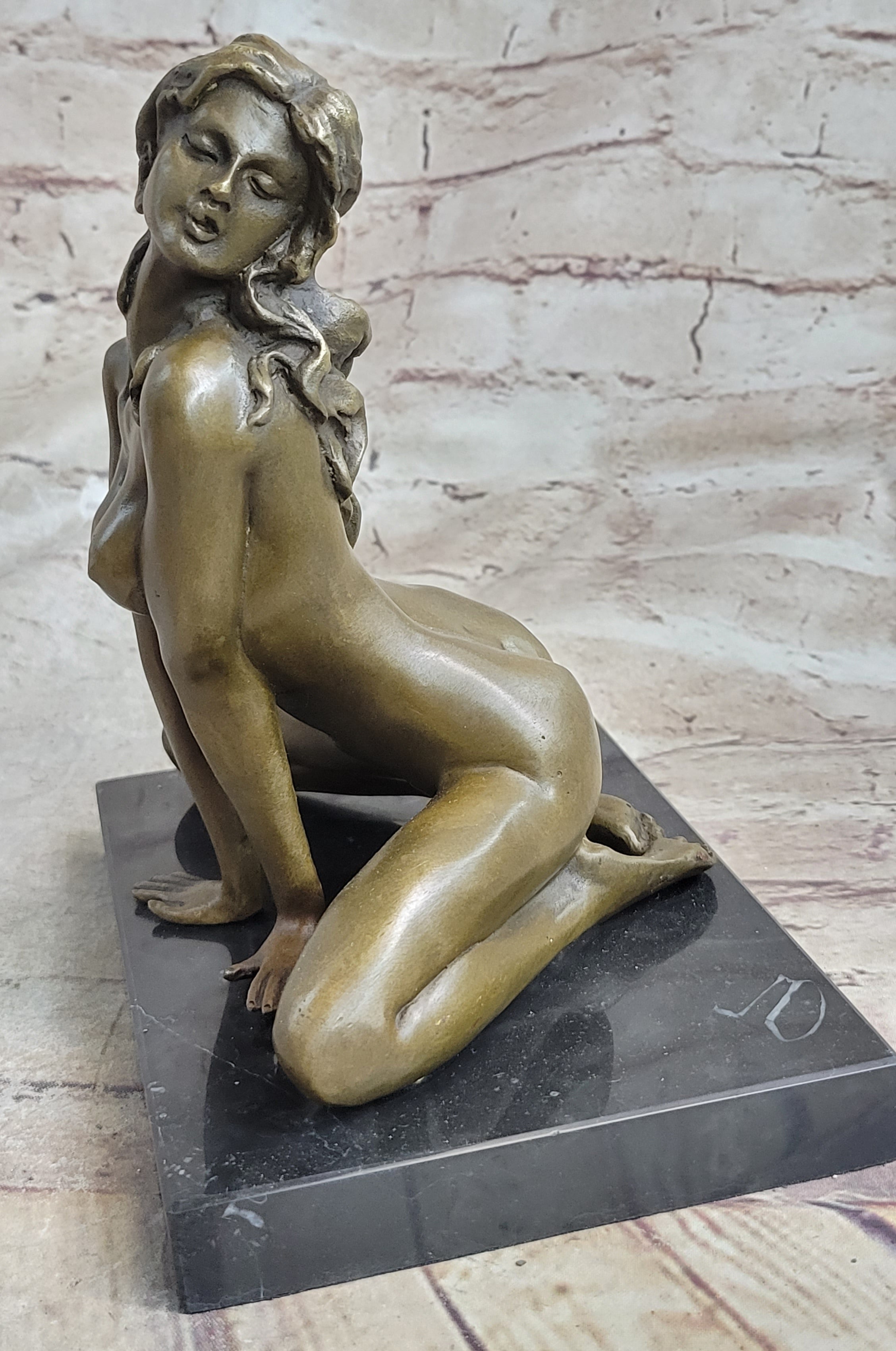 Bronze Sculpture Statue Signed Odegaard Abstract Modern Art Female Erotic Nude Figure