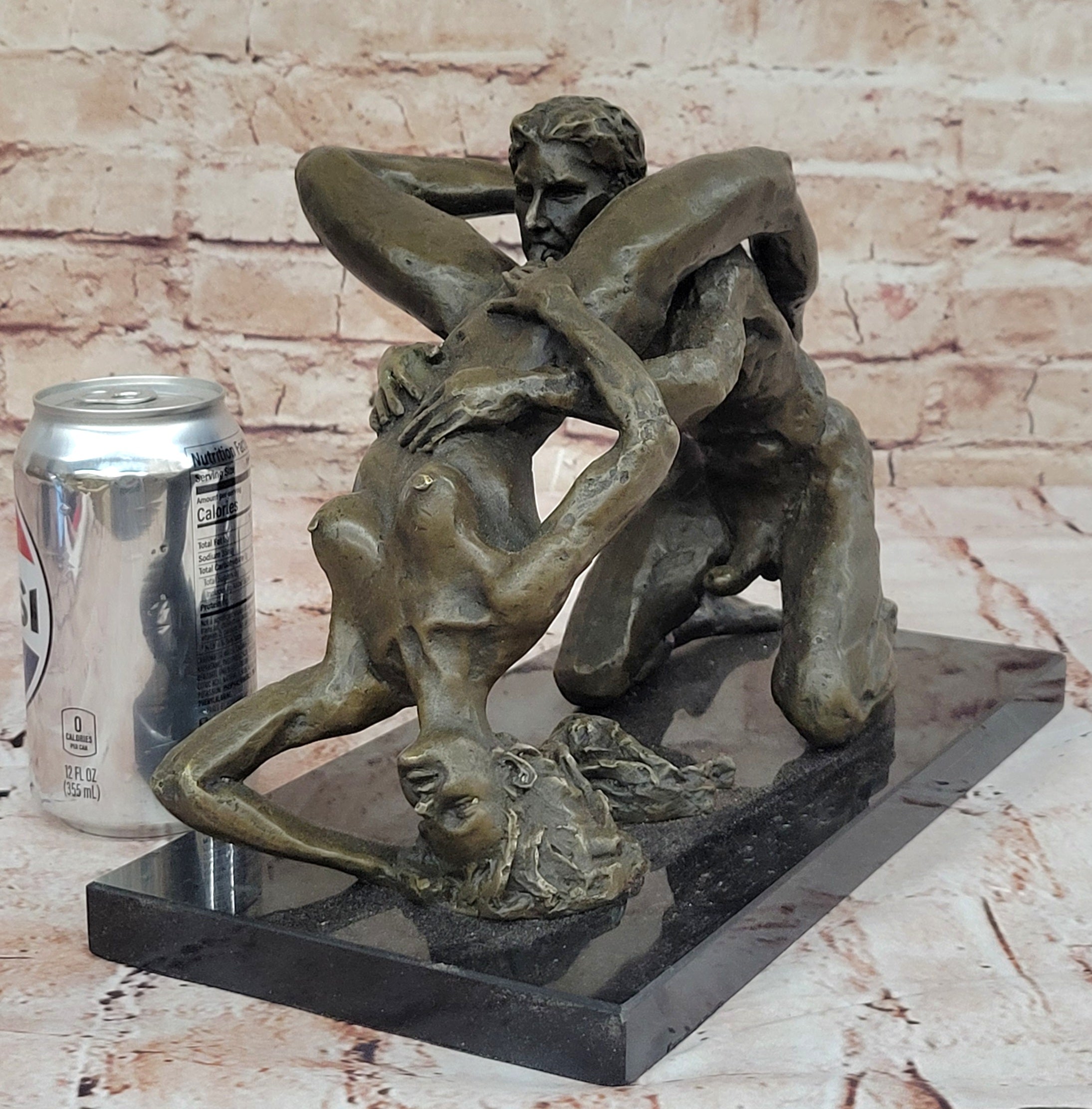 Abstract Bronze Nude Couple Sculpture – Highly Erotic Embrace Statue by Olaf Odegaard
