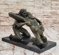 Abstract Bronze Nude Couple Sculpture – Highly Erotic Embrace Statue by Olaf Odegaard