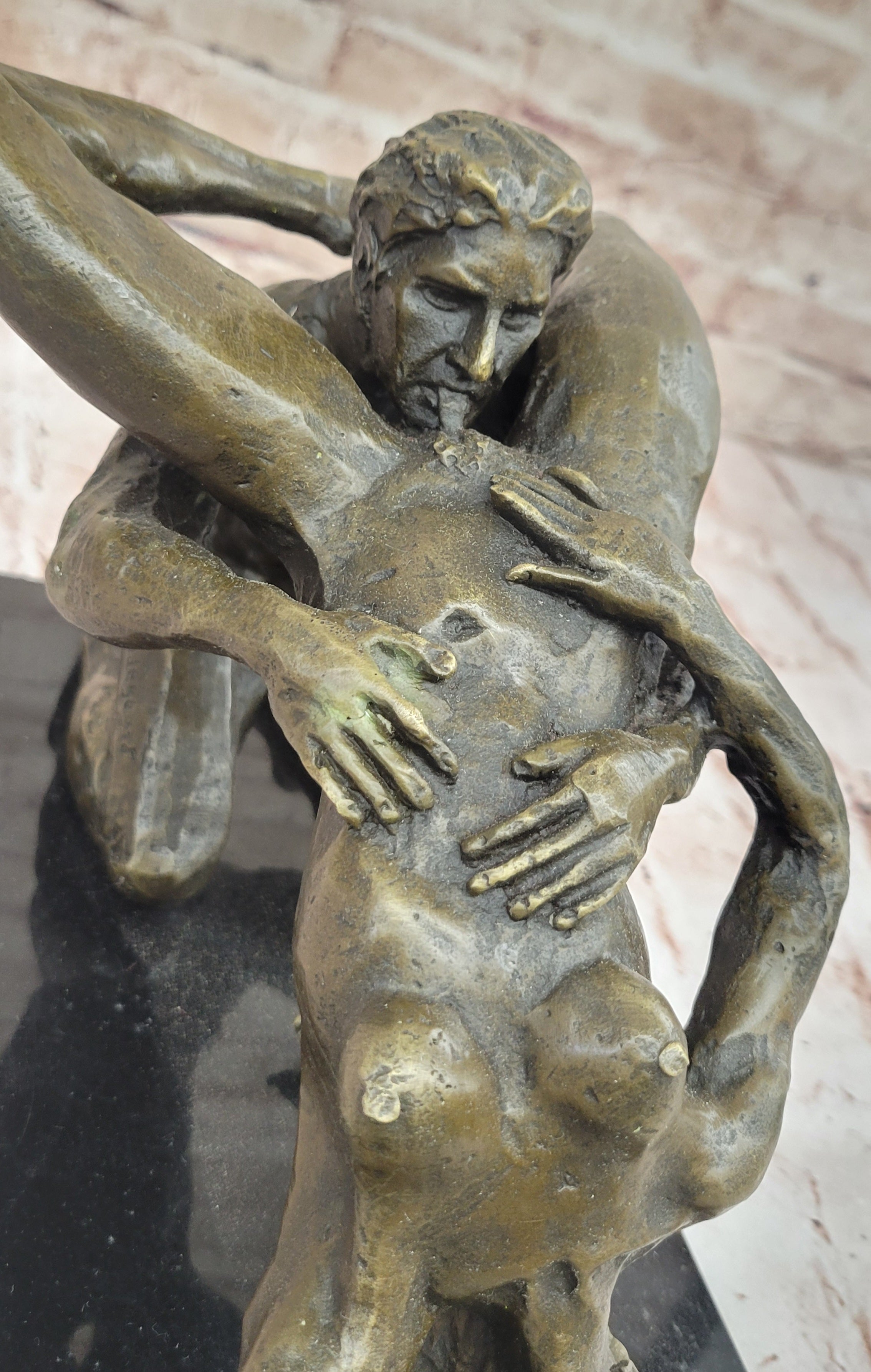 Abstract Bronze Nude Couple Sculpture – Highly Erotic Embrace Statue by Olaf Odegaard