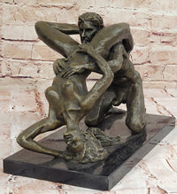 Abstract Bronze Nude Couple Sculpture – Highly Erotic Embrace Statue by Olaf Odegaard