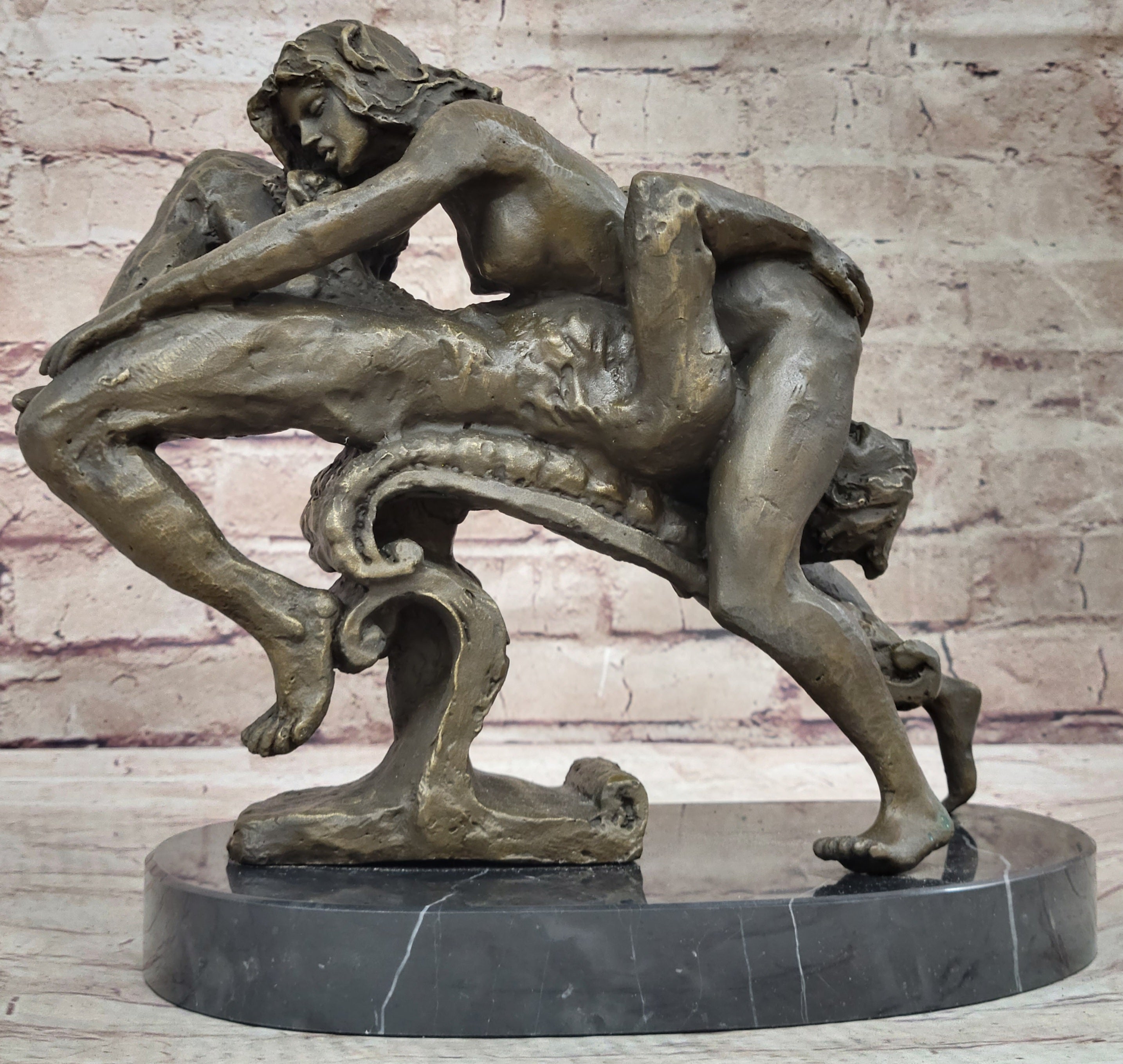 Highly Erotic Bronze Sculpture of Couple in 69 Sexual Position - Signed Original Art