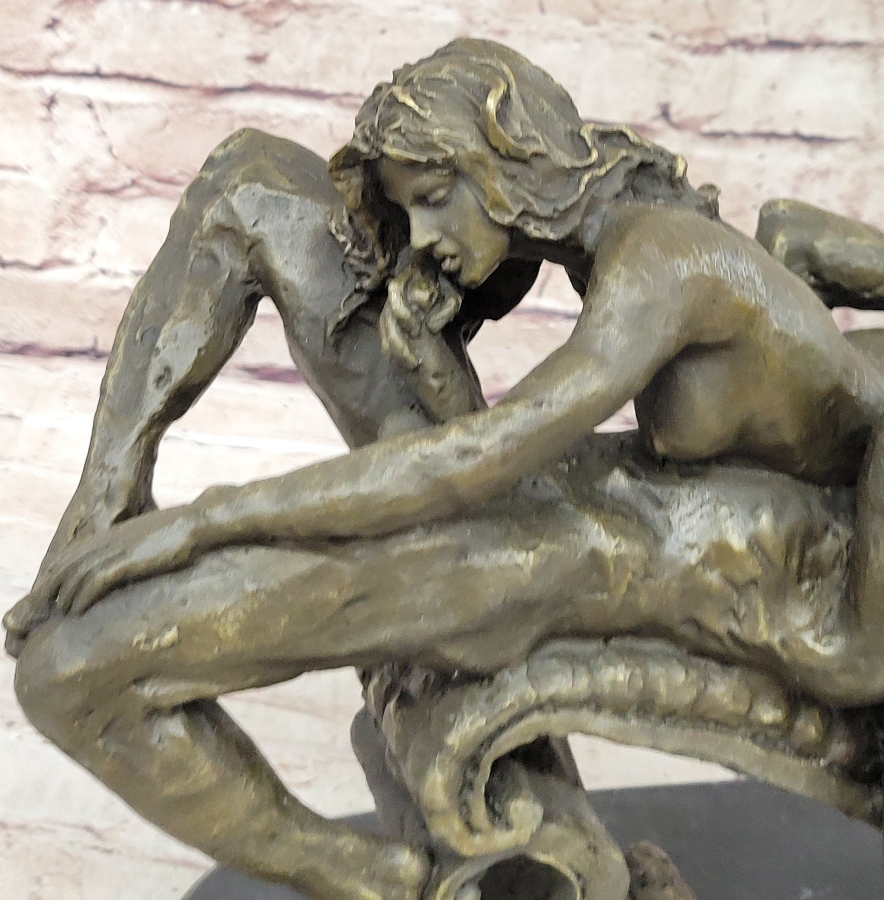 Highly Erotic Bronze Sculpture of Couple in 69 Sexual Position - Signed Original Art