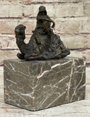 Hot Cast Bronze Arabian Camel Rider on Marble Base