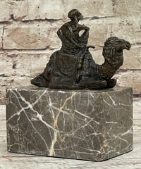 Hot Cast Bronze Arabian Camel Rider on Marble Base