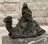 Hot Cast Bronze Arabian Camel Rider on Marble Base