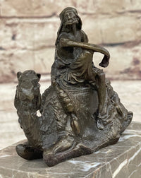 Hot Cast Bronze Arabian Camel Rider on Marble Base