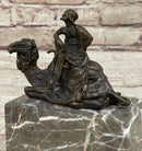 Hot Cast Bronze Arabian Camel Rider on Marble Base