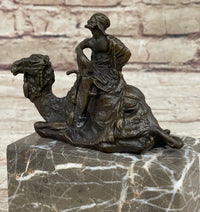 Hot Cast Bronze Arabian Camel Rider on Marble Base