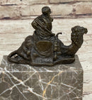Hot Cast Bronze Arabian Camel Rider on Marble Base