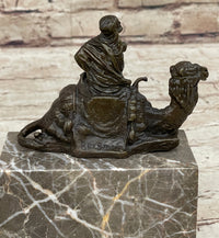 Hot Cast Bronze Arabian Camel Rider on Marble Base