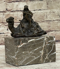 Hot Cast Bronze Arabian Camel Rider on Marble Base