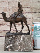 Arabian Man Riding Camel Bronze Sculpture on Marble Base