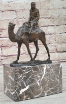 Arabian Man Riding Camel Bronze Sculpture on Marble Base