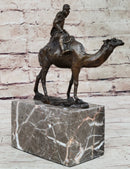 Arabian Man Riding Camel Bronze Sculpture on Marble Base