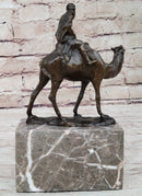 Arabian Man Riding Camel Bronze Sculpture on Marble Base