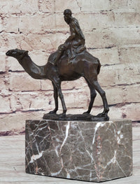 Arabian Man Riding Camel Bronze Sculpture on Marble Base