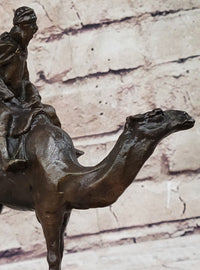 Arabian Man Riding Camel Bronze Sculpture on Marble Base