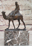 Arabian Man Riding Camel Bronze Sculpture on Marble Base