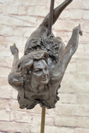 Pole Dancer Girl Bronze Sculpture on Marble Base