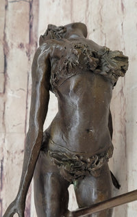 Pole Dancer Girl Bronze Sculpture on Marble Base