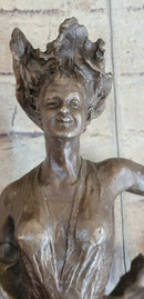 Girl Dancing on a Pole Acrobatic Bronze Sculpture on Marble Base