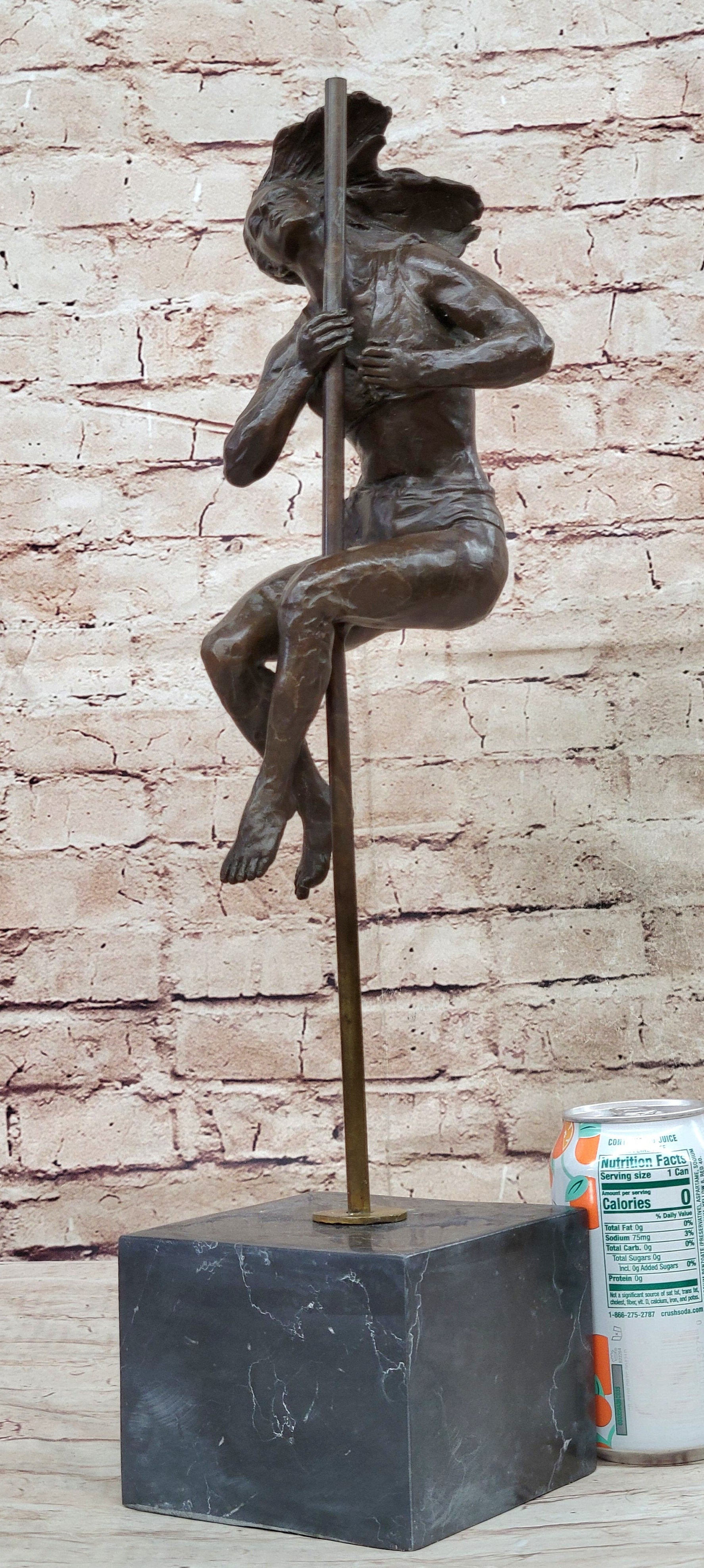 Female Dancer Stripper on Pole - Bronze Sculpture by Aldo Vitaleh