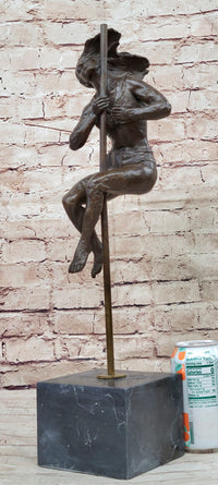 Female Dancer Stripper on Pole - Bronze Sculpture by Aldo Vitaleh