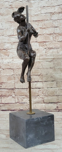 Female Dancer Stripper on Pole - Bronze Sculpture by Aldo Vitaleh