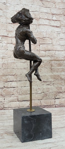 Female Dancer Stripper on Pole - Bronze Sculpture by Aldo Vitaleh