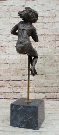 Female Dancer Stripper on Pole - Bronze Sculpture by Aldo Vitaleh