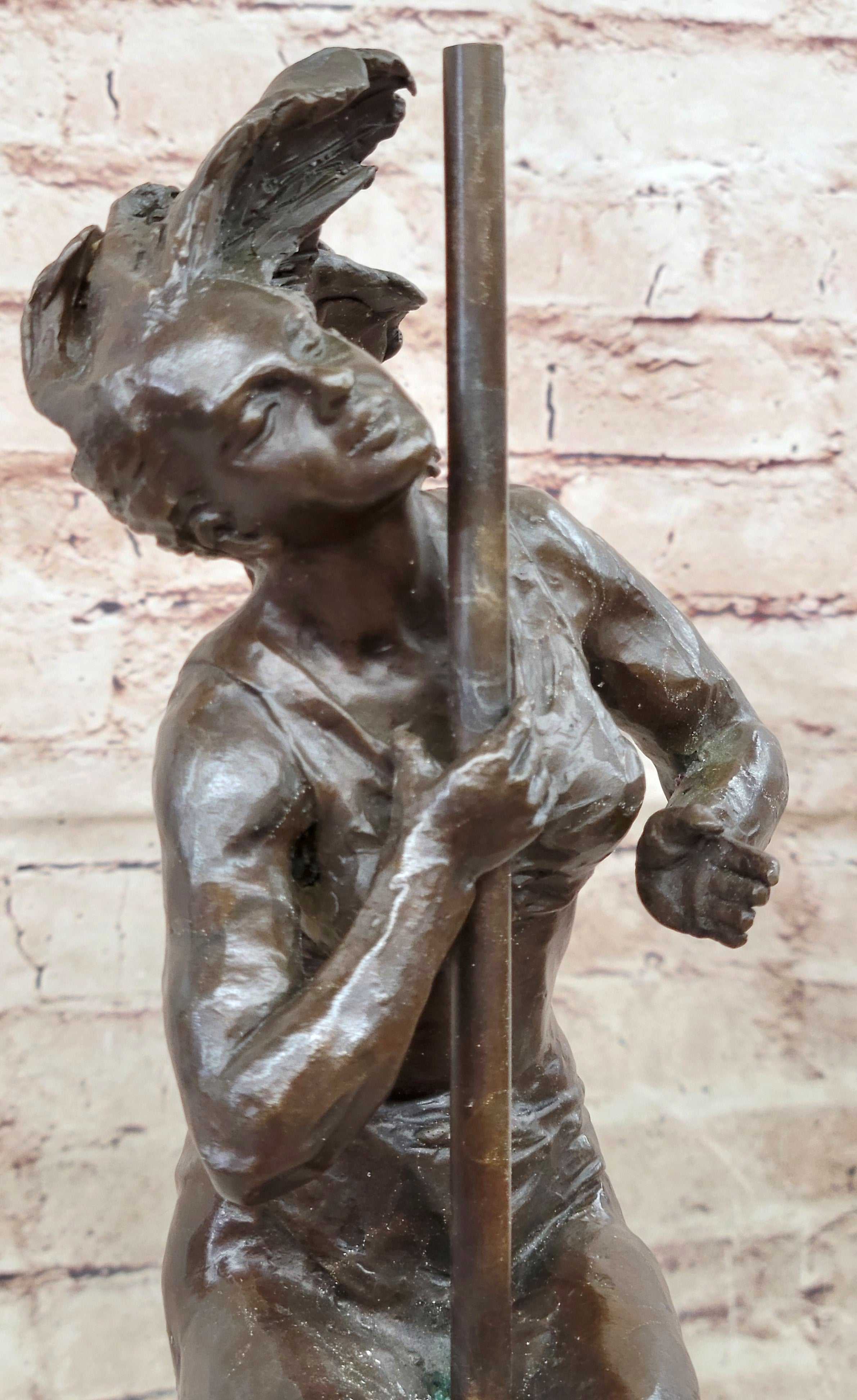Female Dancer Stripper on Pole - Bronze Sculpture by Aldo Vitaleh