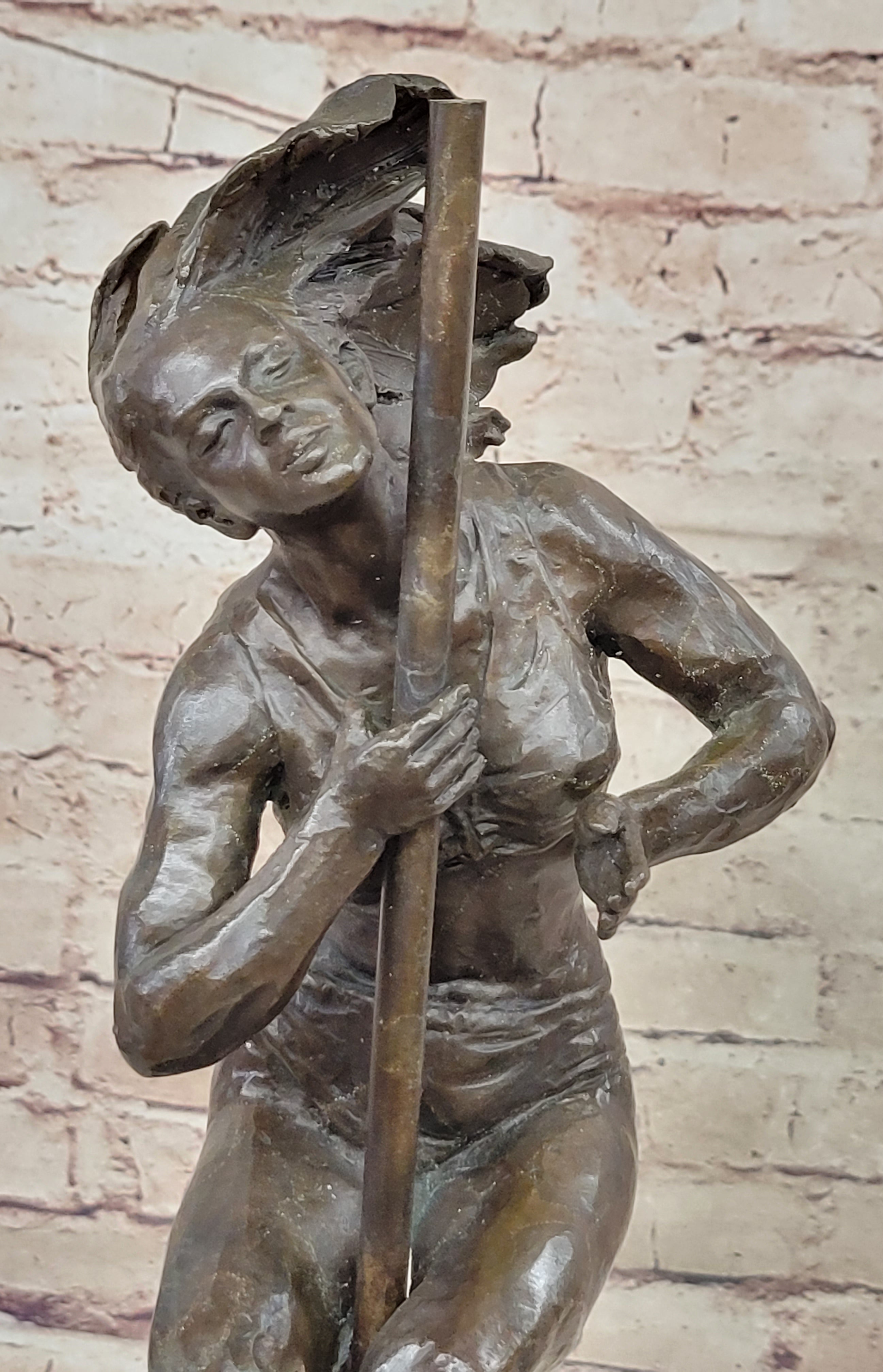 Female Dancer Stripper on Pole - Bronze Sculpture by Aldo Vitaleh