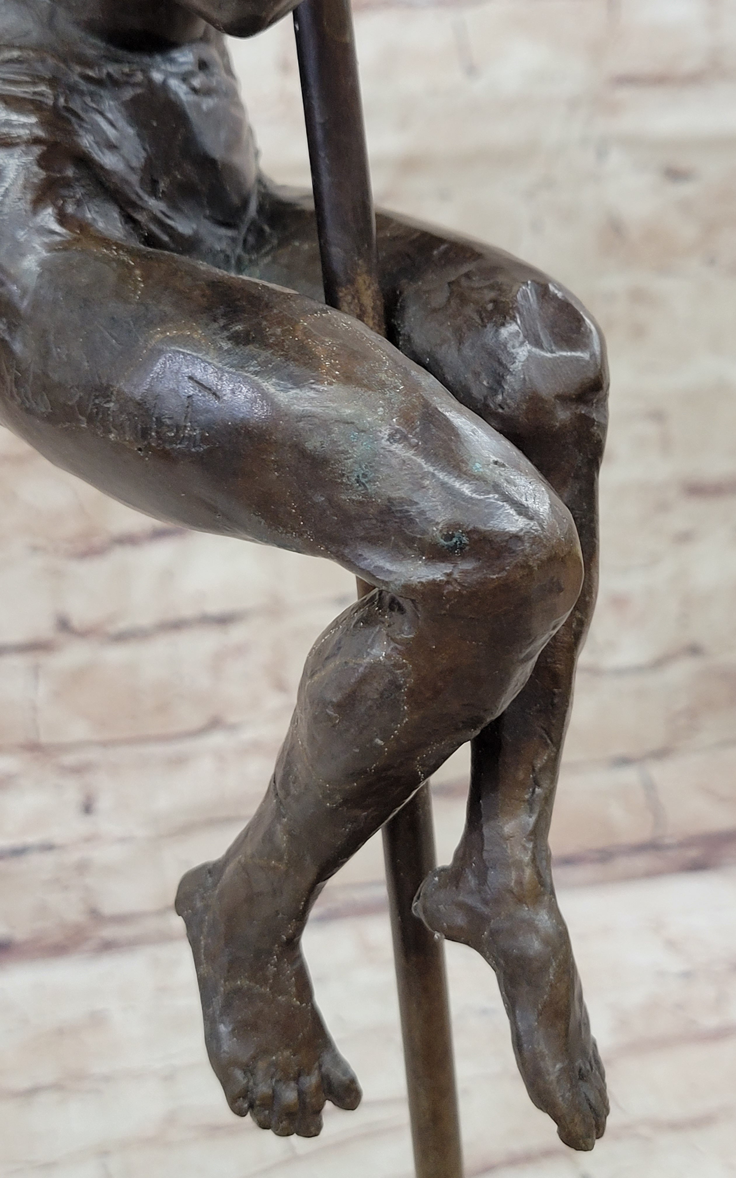 Female Dancer Stripper on Pole - Bronze Sculpture by Aldo Vitaleh