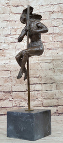 Female Dancer Stripper on Pole - Bronze Sculpture by Aldo Vitaleh
