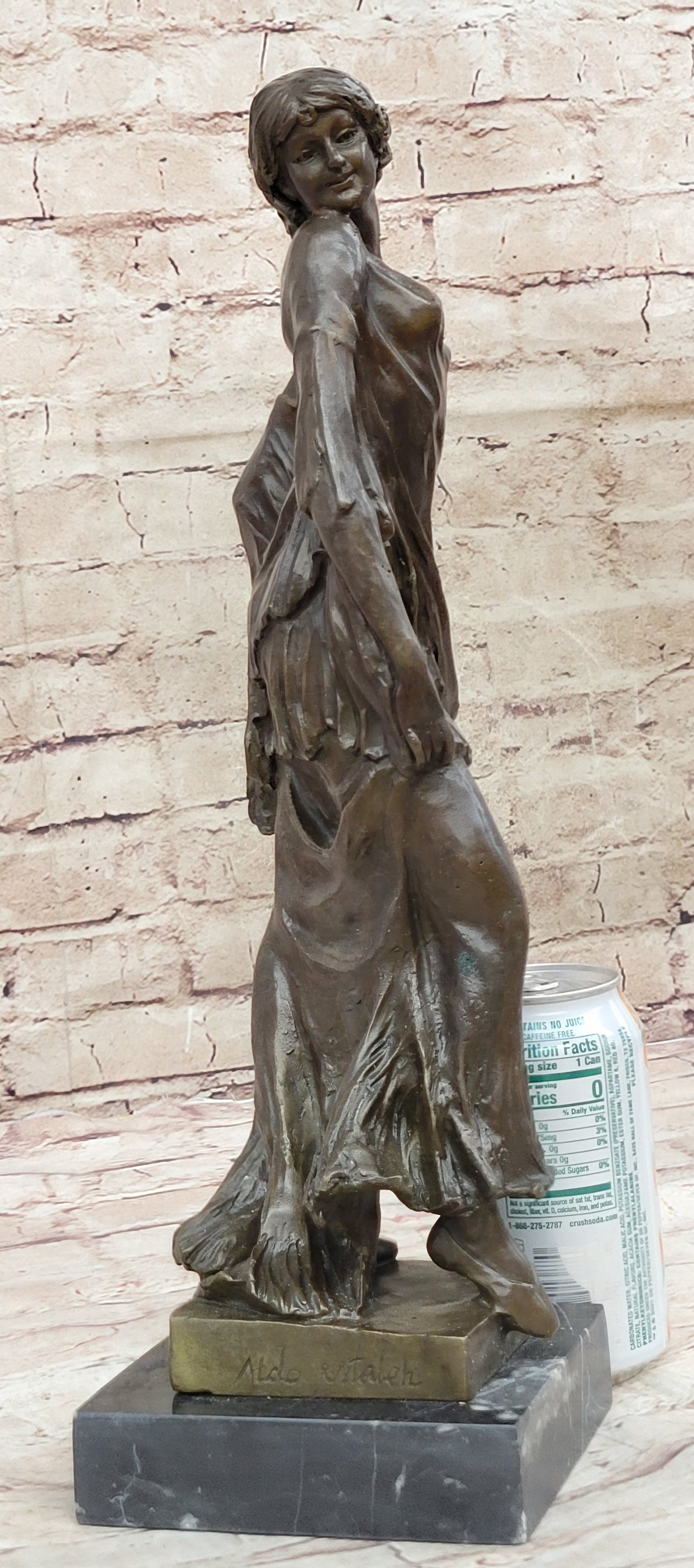 Semi Nude Classical Female Figure Bronze Sculpture by Aldo Vitaleh