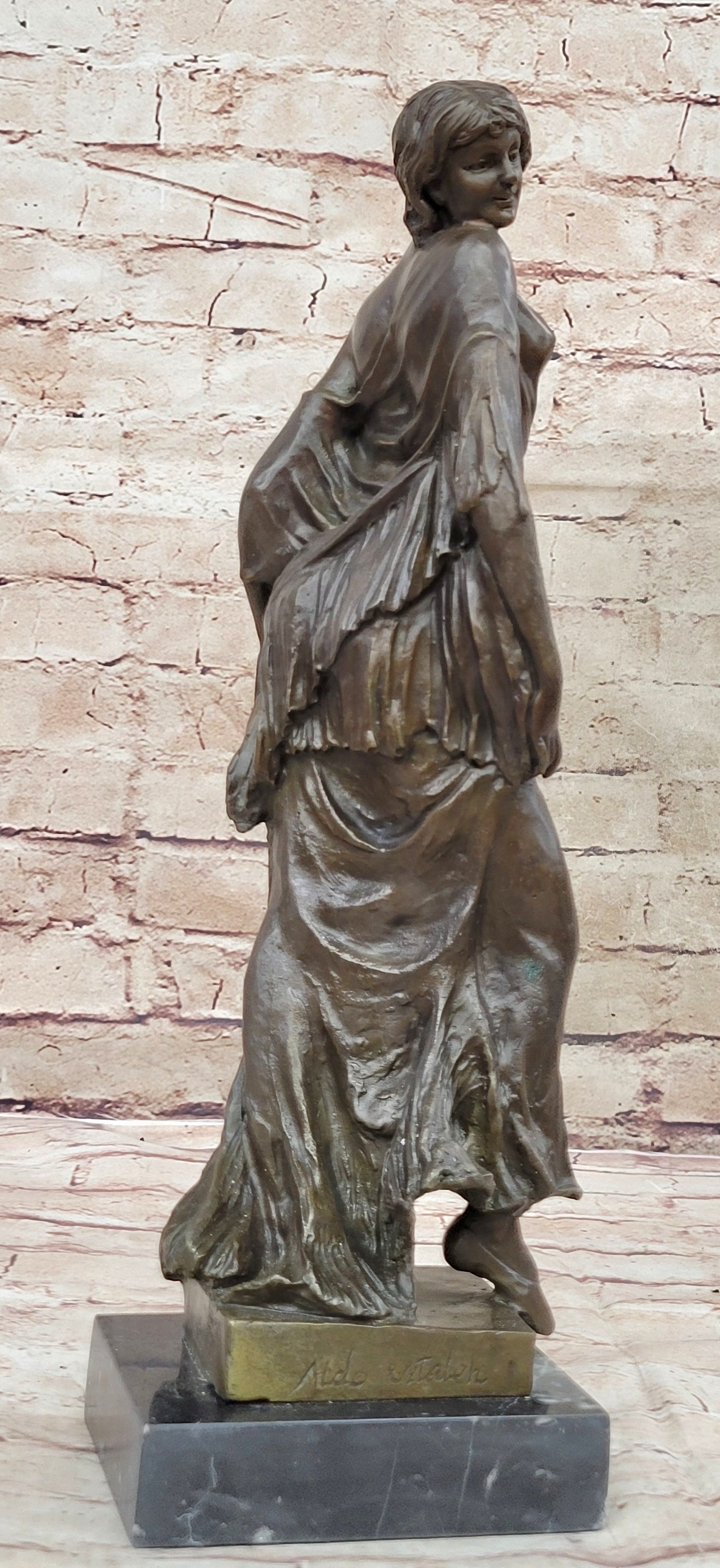 Semi Nude Classical Female Figure Bronze Sculpture by Aldo Vitaleh