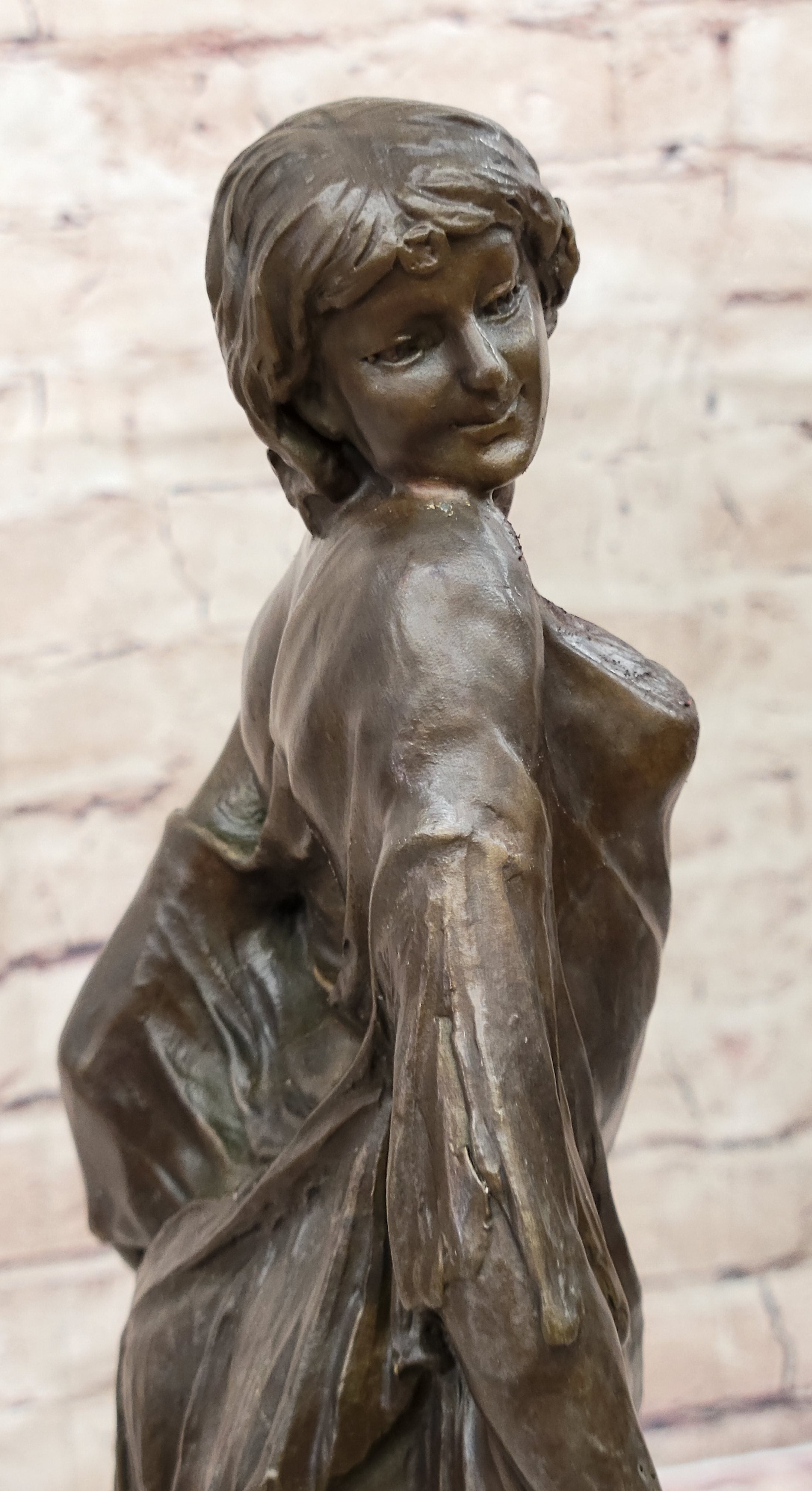 Semi Nude Classical Female Figure Bronze Sculpture by Aldo Vitaleh